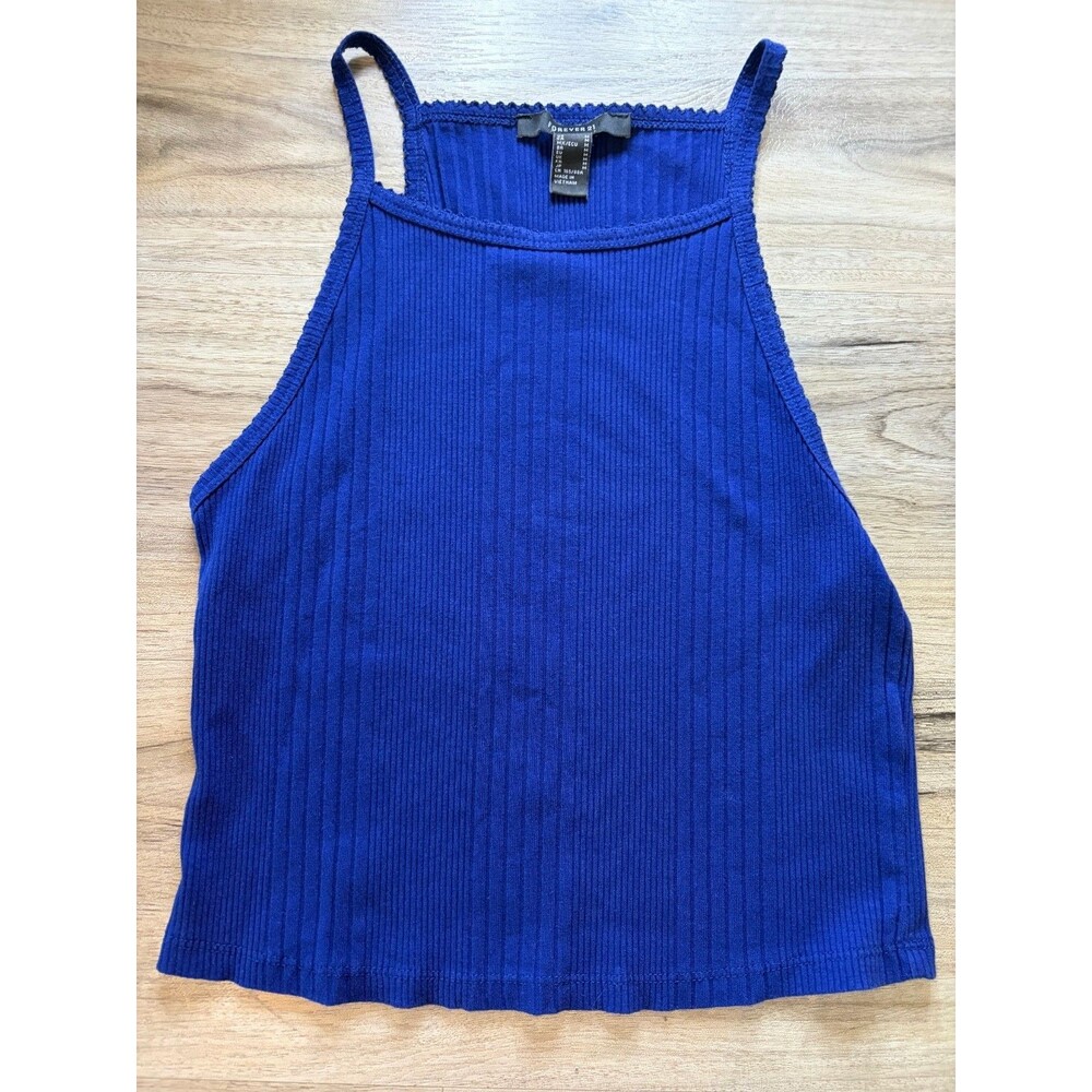 Forever 21 Shirt Junior’s Blue Crop Tank Top Size M Medium